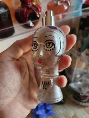 Anna Sui Silver Doll Head Atomizer with Pink Accents Rare Early 2000's Pear